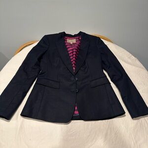 Banana Republic Women’s Tailored Blazer Jacket Size 10 Black Pink Striped Lining